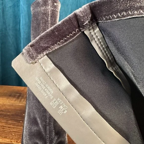 Sam Edelman Calexa Velvet Mid Calf Sock Heeled Bootie Gray - Picture 6 of 11